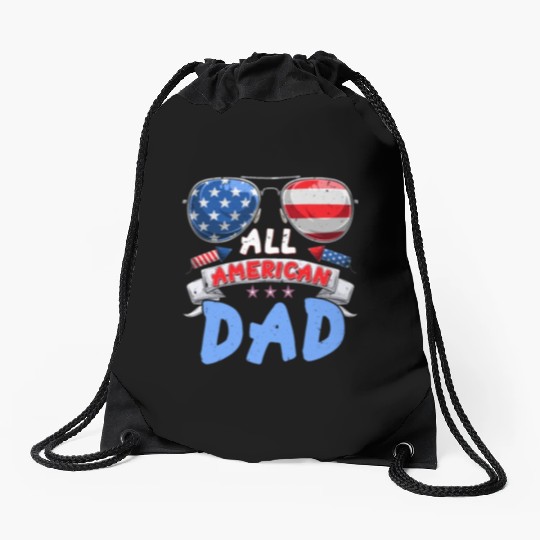 All American Dad US Patriots Fathers America Party Drawstring Bags