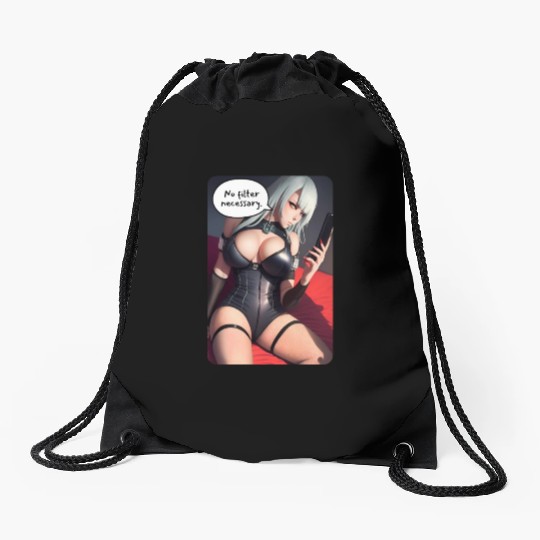 Cyberpunk Waifu Influencer Design 3 Drawstring Bags
