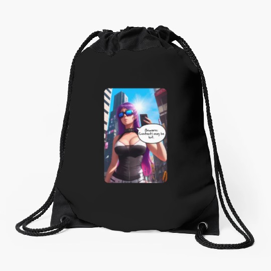 Cyberpunk Waifu Influencer Design 5 Drawstring Bags