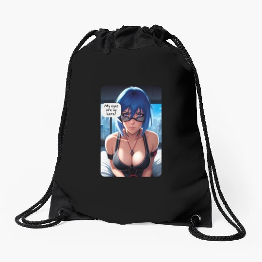 Cyberpunk Waifu Influencer Design 10 Drawstring Bags
