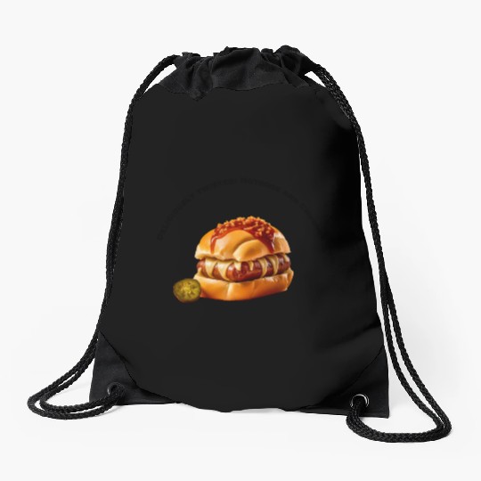Hotdog bun with churros Drawstring Bags design