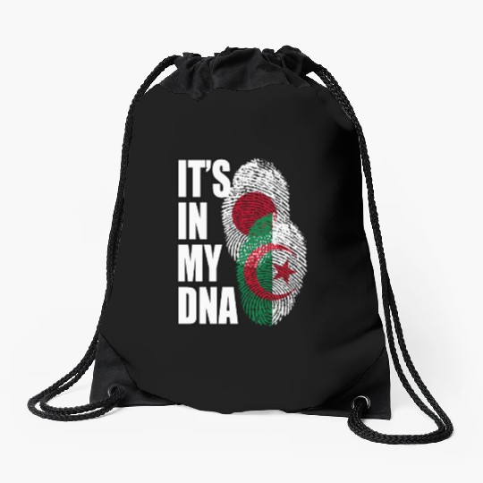 Japanese And Algerian Mix Dna Flag Heritage Drawstring Bags