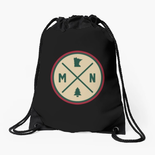 Minnesota Mn Circle Patch Red And Green Drawstring Bags