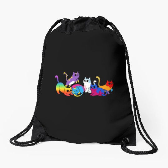 Pride Kittens LGBTQIA+ Cats Colorful Cat Drawstring Bags