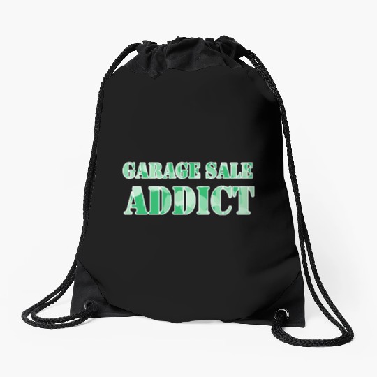 Garage Sale Addict green camo Drawstring Bags