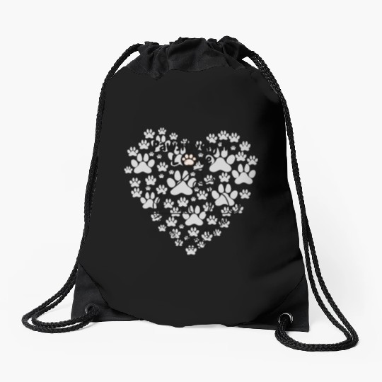 Couple of pets, silhouettes couple dog&cat Drawstring Bags