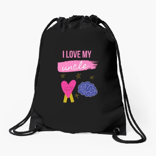 I Love My Uncle s Brain Drawstring Bags