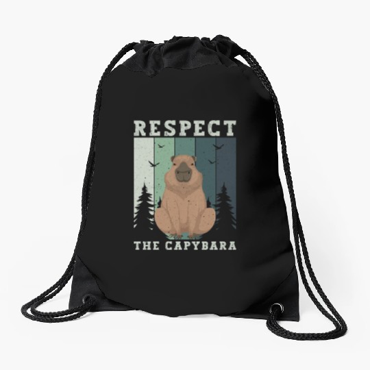 Retro Respect The Capybara Capybara Lover Meme Drawstring Bags