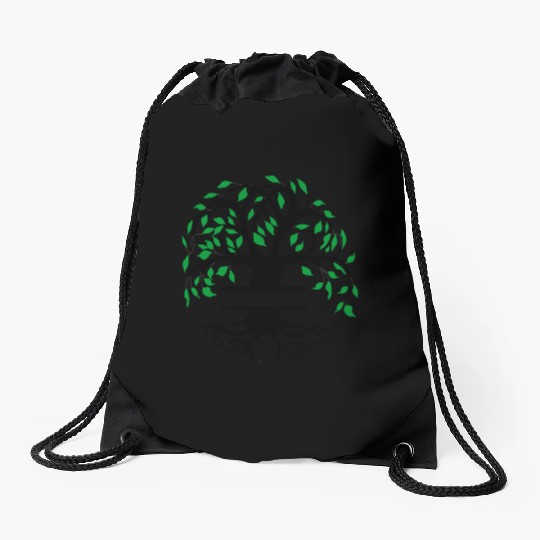 Yggdrasil the tree of life with nameplate Drawstring Bags