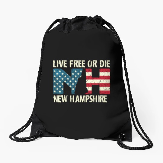 New Hampshire Patriotic Live Free Or Die Product Drawstring Bags