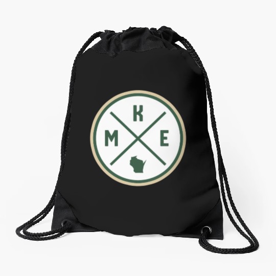 Milwaukee Circle Patch Green Drawstring Bags