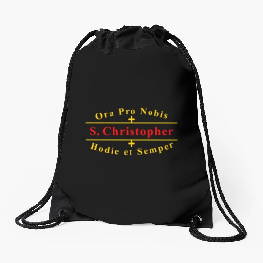 Saint Christopher Catholic Latin Prayer Drawstring Bags