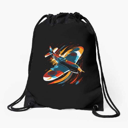 Spitfire Airplane Pilot Aviator Military Warbirds Drawstring Bags