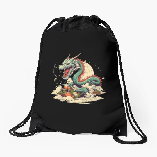 Sushi Dragon Japanesse Kawaii Drawstring Bags