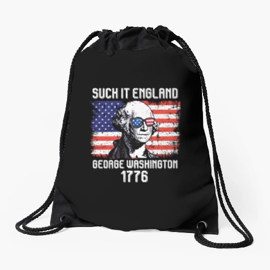 Suck it England George Washington 1776 USA Drawstring Bags