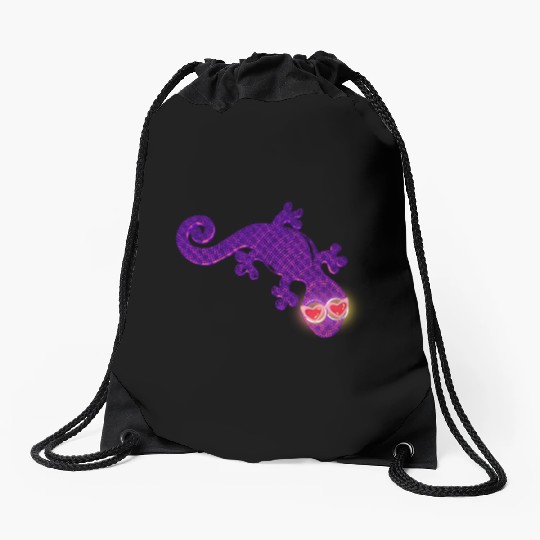 Lizard in love Drawstring Bags