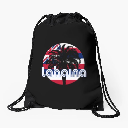 Lahaina Maui Hawaii Hawaiian Flag Native Palm Tree Drawstring Bags