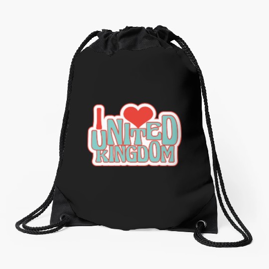 United kingdom hearts Drawstring Bags