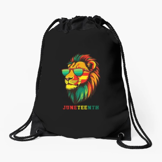 Lion Juneteenth African American Black History Drawstring Bags