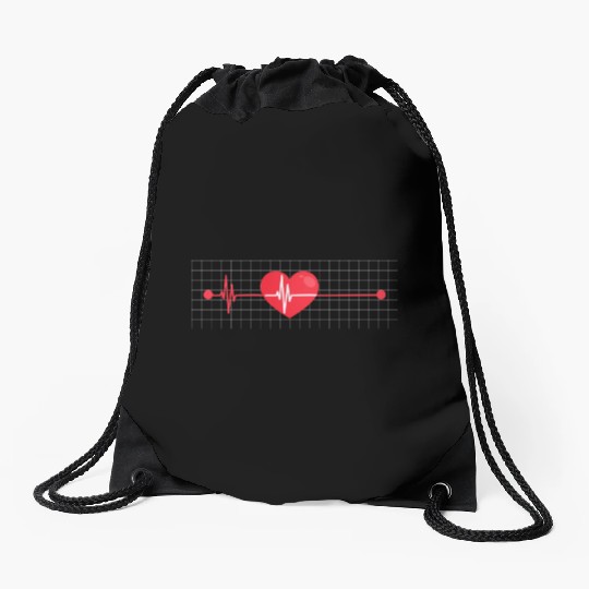Funny Heart Beats Nurse Medical Design Drawstring Bags