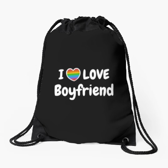 I Love My Gay Boyfriend LGBT hippie Drawstring Bags