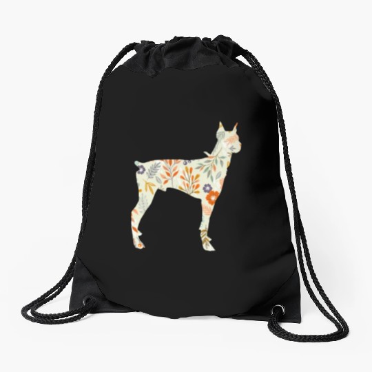 Doberman Flower Drawstring Bags