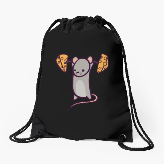 Cute Gym Rat Military Overhead Press Drawstring Bags