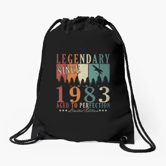 40th birthday man vintage 1983 legend Drawstring Bags
