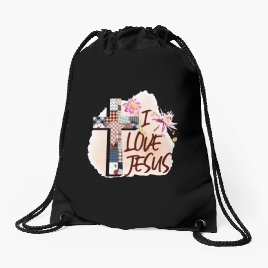 I Love Jesus Drawstring Bags