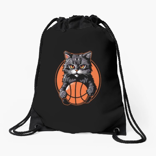 Basketball Cat Basketball Player I Love Basketball Drawstring Bags