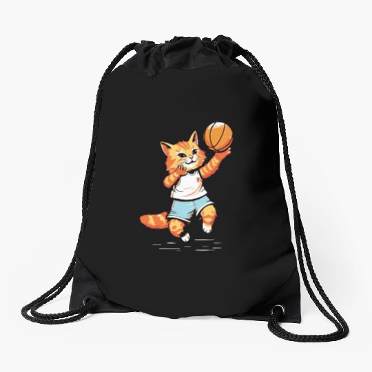 Basketball Cat Basketball Player I Love Basketball Drawstring Bags