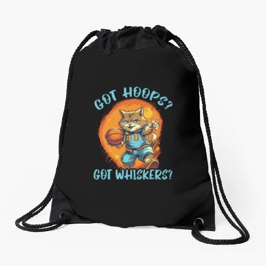 Basketball Cat Basketball Player I Love Basketball Drawstring Bags