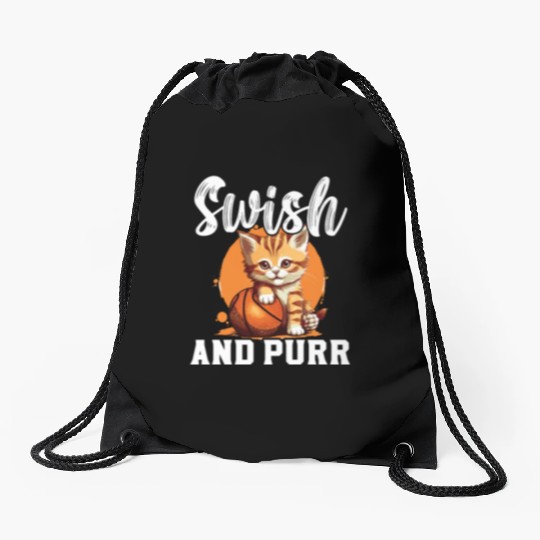 Basketball Cat Basketball Player I Love Basketball Drawstring Bags