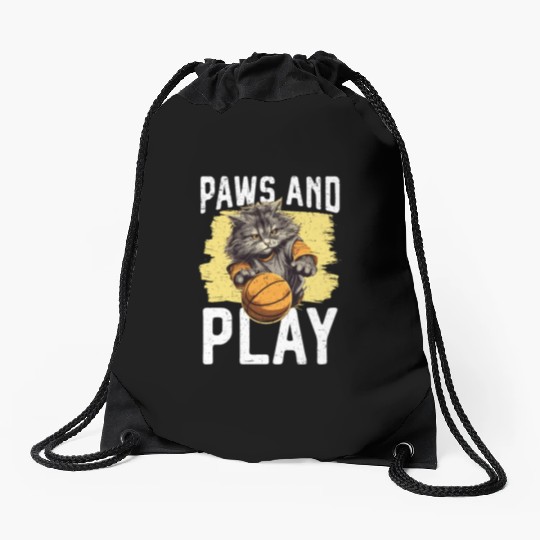 Basketball Cat Basketball Player I Love Basketball Drawstring Bags