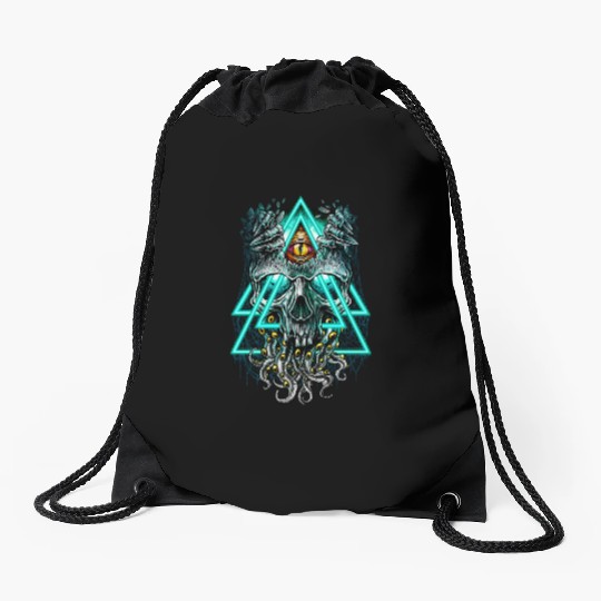 Cthulhu illuminati evil monster Drawstring Bags