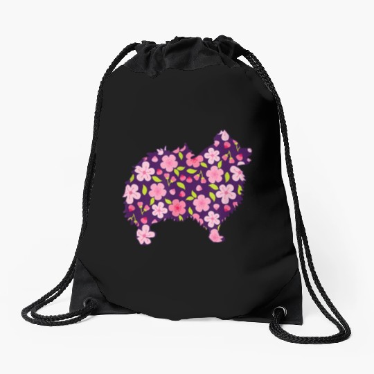 Pomeranian Dogs Flower Pattern Pomeranians Lover Drawstring Bags