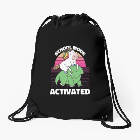Student Unicorn Triceratops Dino Back To School Drawstring Bags