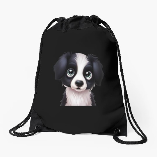 Elegant Border Collie Portrait Drawstring Bags