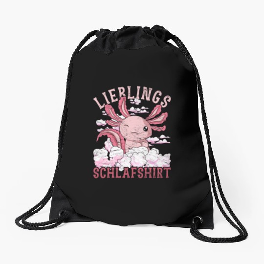 Night owl axolotl gift favorite sleep Drawstring Bags