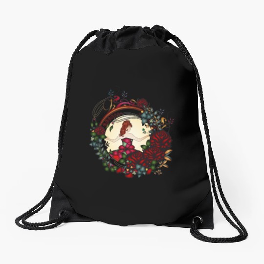 Art Nouveau princess in the rose garden Drawstring Bags