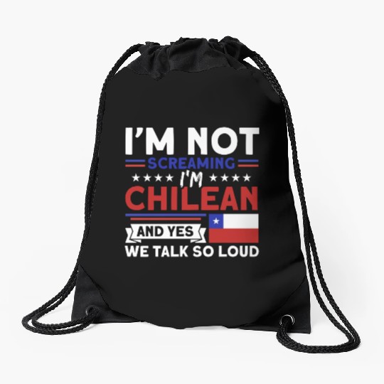 We Talk So Loud Vintage Chilean Pride Heritage Drawstring Bags