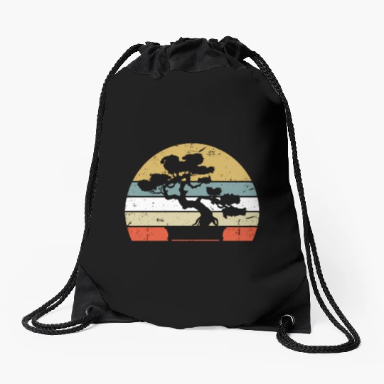 Japanese Sunset Zen Buddhist Bonsai Drawstring Bags