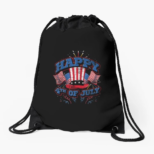Happy 4th Of July US Flag Liberty American Drawstring Bags