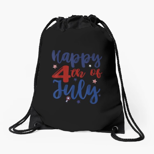 Fireworks Happy 4th Of July US Flag American 4th Drawstring Bags