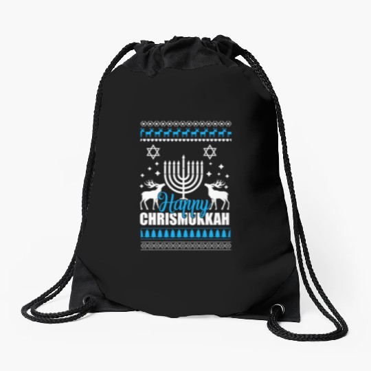Happy Chrismukkah Ugly Style Drawstring Bags