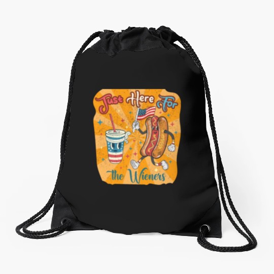 I'm Just Here For The Wieners Cartoon Hot Dog 4Th Drawstring Bags