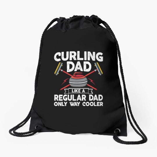 Curling Dad Like A Regular Dad But Cooler Retro Drawstring Bags