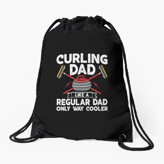 Curling Dad Like A Regular Dad But Cooler Retro Drawstring Bags