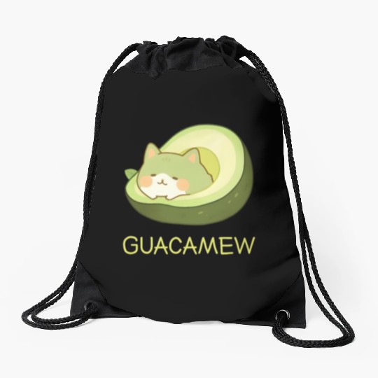 Guacamew Funny Avocado Kawaii Cat Lover Drawstring Bags
