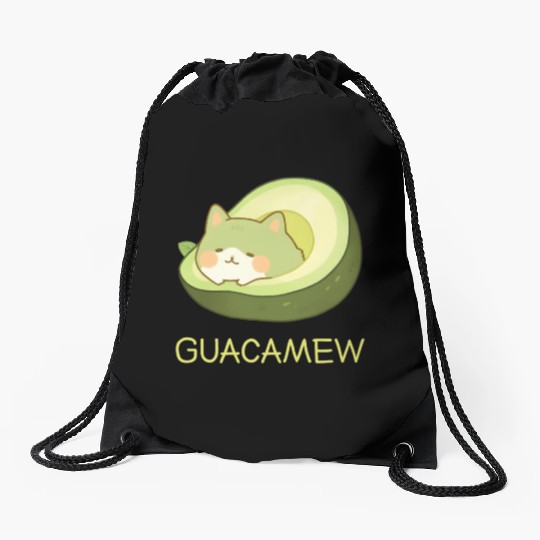 Guacamew Funny Avocado Kawaii Cat Lover Drawstring Bags